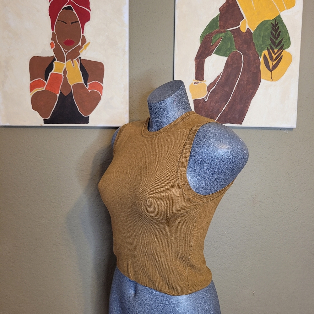 Mustard Ribbed Tank Top Size Small - Picture 4 of 7